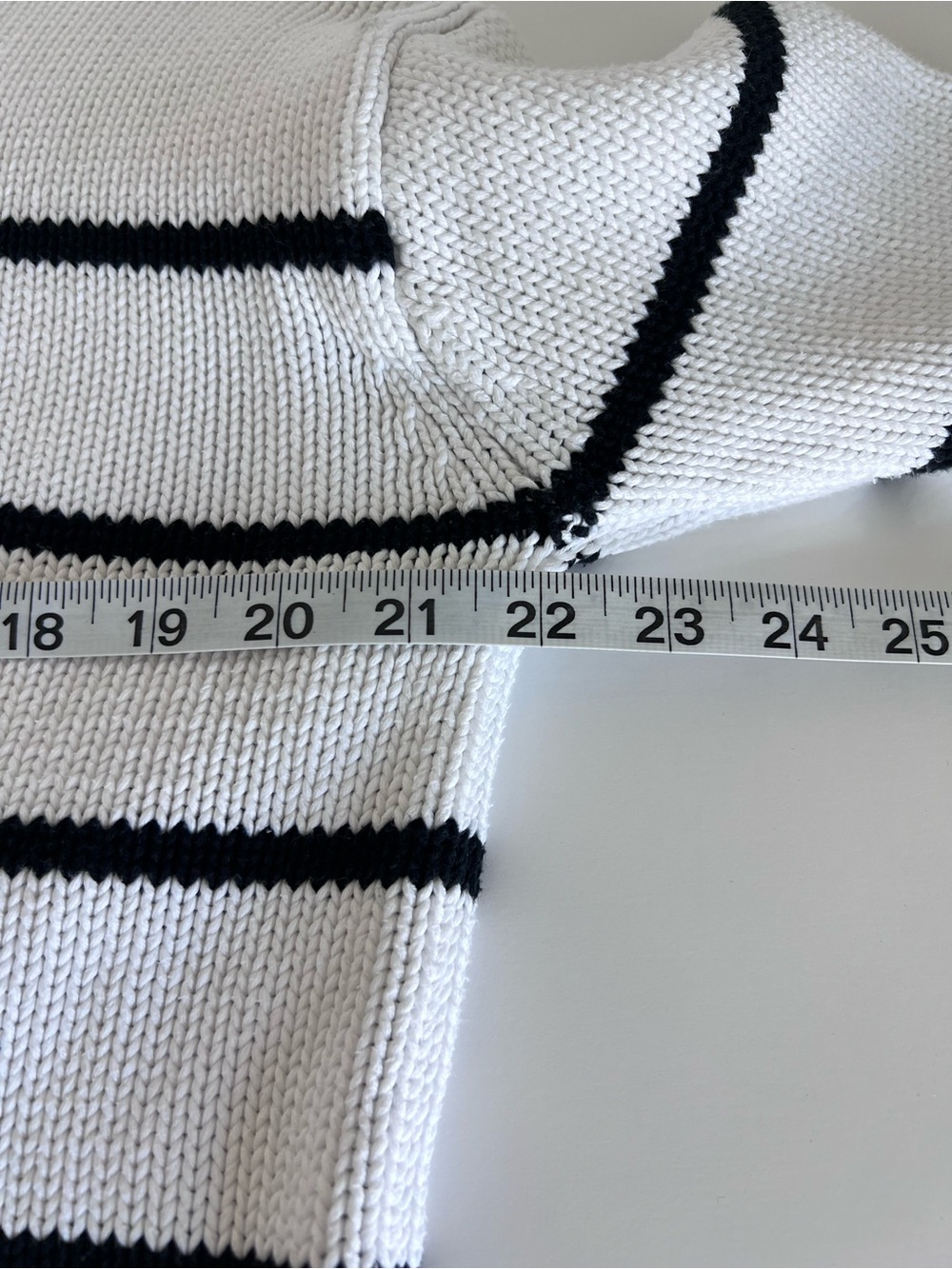 Quince Women's 100% Organic Cotton Striped Crew Sweater Ivory Black - Picture 6 of 7